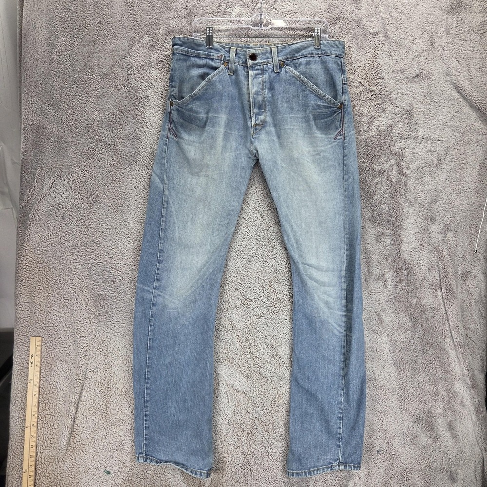 Vintage Levis Engineered Jeans Mens 34x34 Blue Light Wash Twisted Button Fly